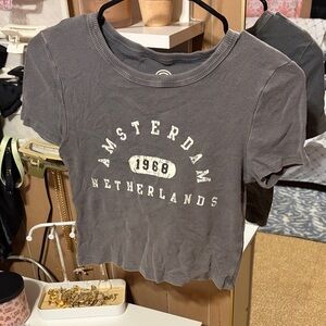 Gray Amsterdam Graphic Crop Top